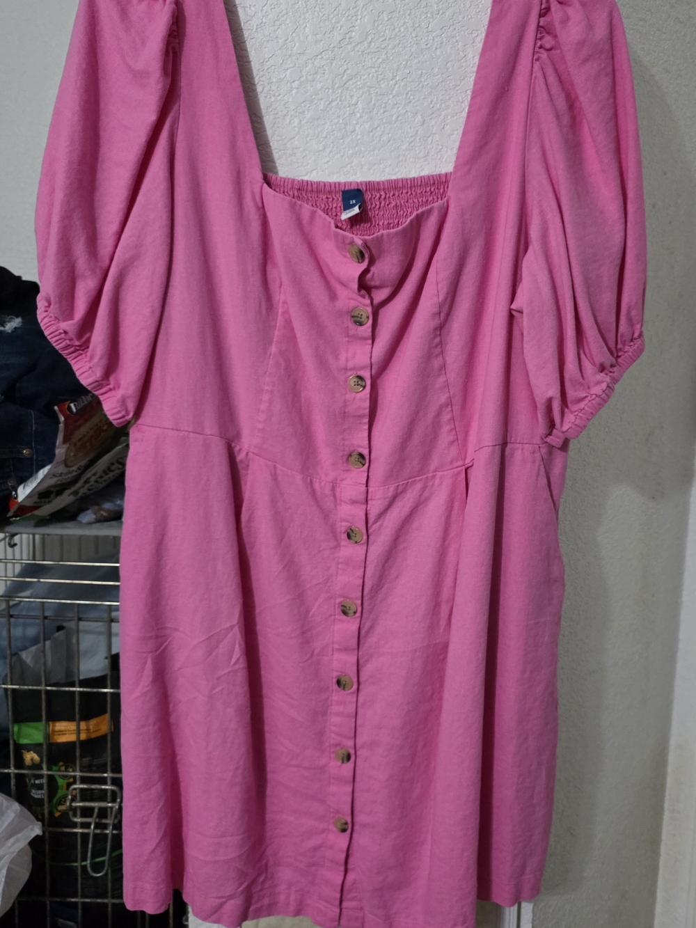 Old Navy Bright Pink Button-Front Dress